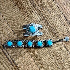 Turquoise and Silver Bracelet Set
